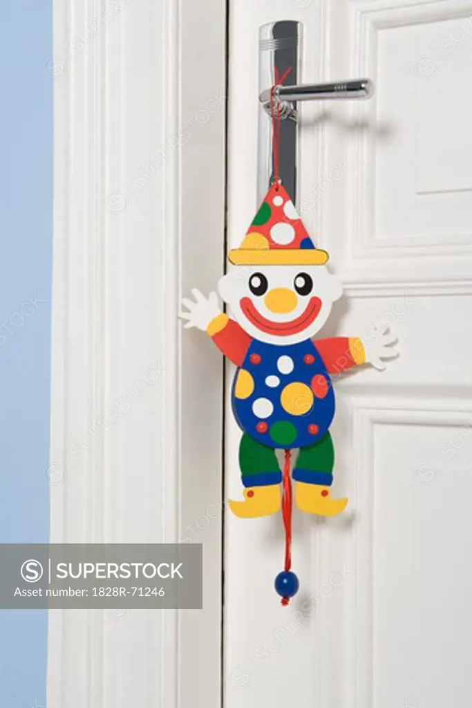 Clown Marionette Hanging From Door Handle