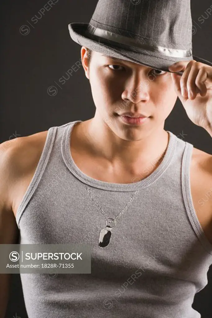 Portrait of Man Tipping Hat
