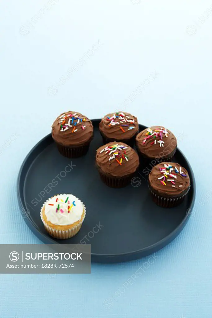 Vanilla Cupcake Seperated from Chocolate Cupcakes