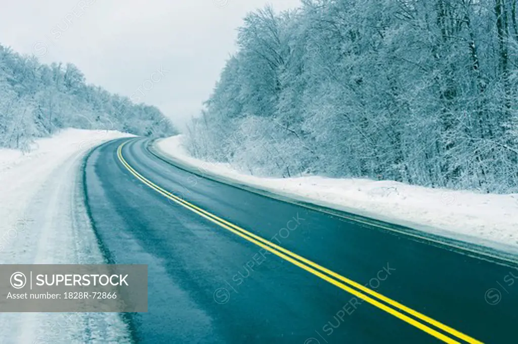 Two-lane Highway in Winter