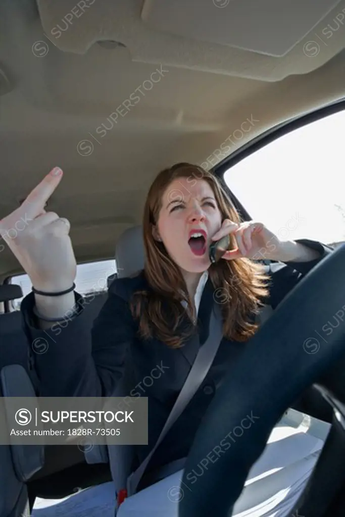 Angry Driver Making Obscene Gesture