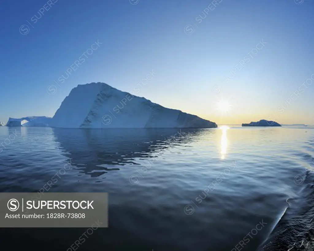 Iceberg in Disko Bay at Sunset, Jakobshavn Glacier, Ilulissat, Greenland