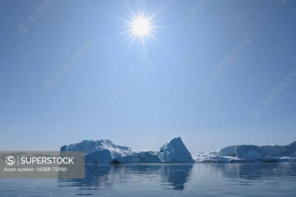 Sun Over Iceberg in Disko Bay, Jakobshavn Glacier, Ilulissat, Greenland