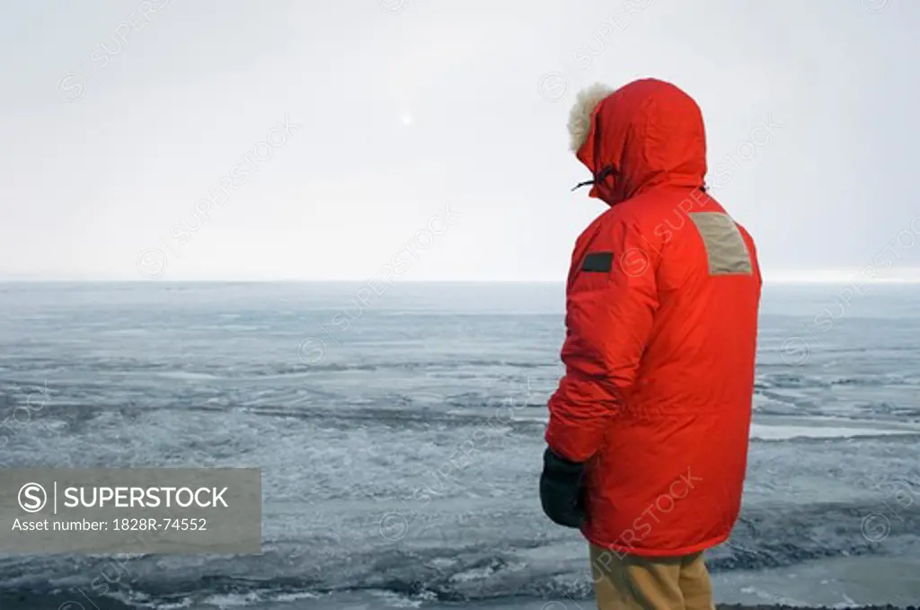 Back View of Man in Parka, Ross Island, Antarctica