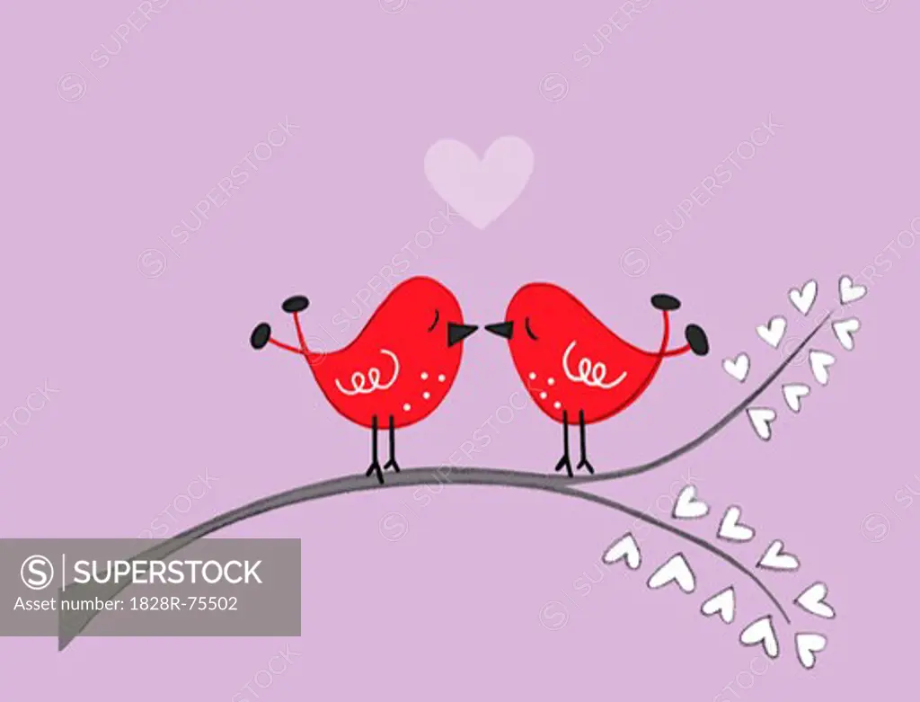 Illustration of Birds Kissing