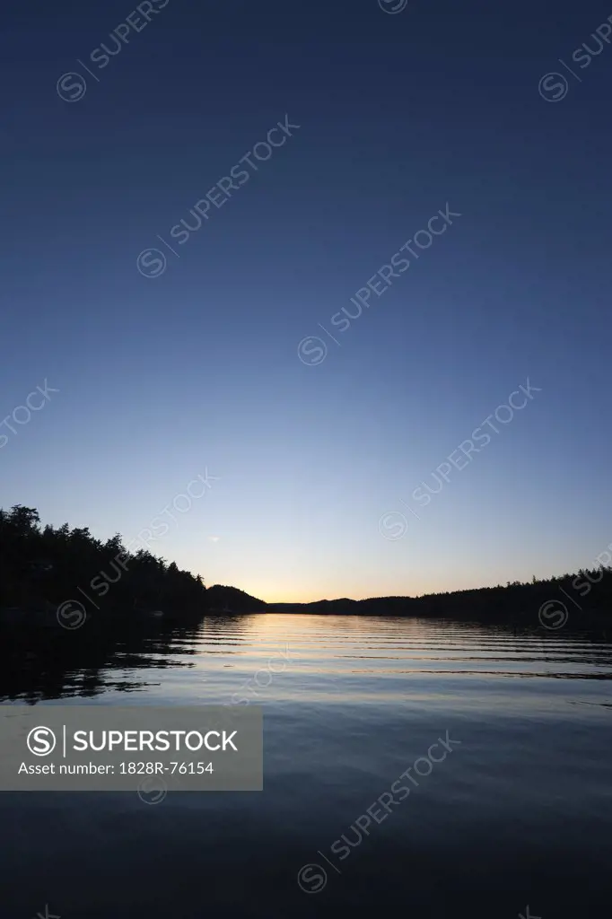 Sunset Over Ganges Harbour, Long Harbour, Salt Spring Island, Gulf Islands, British Columbia, Canada