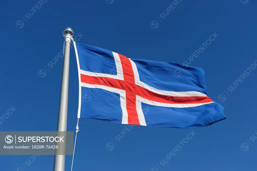 Icelandic Flag, Grindavik, Rekjanes Peninsula, Iceland