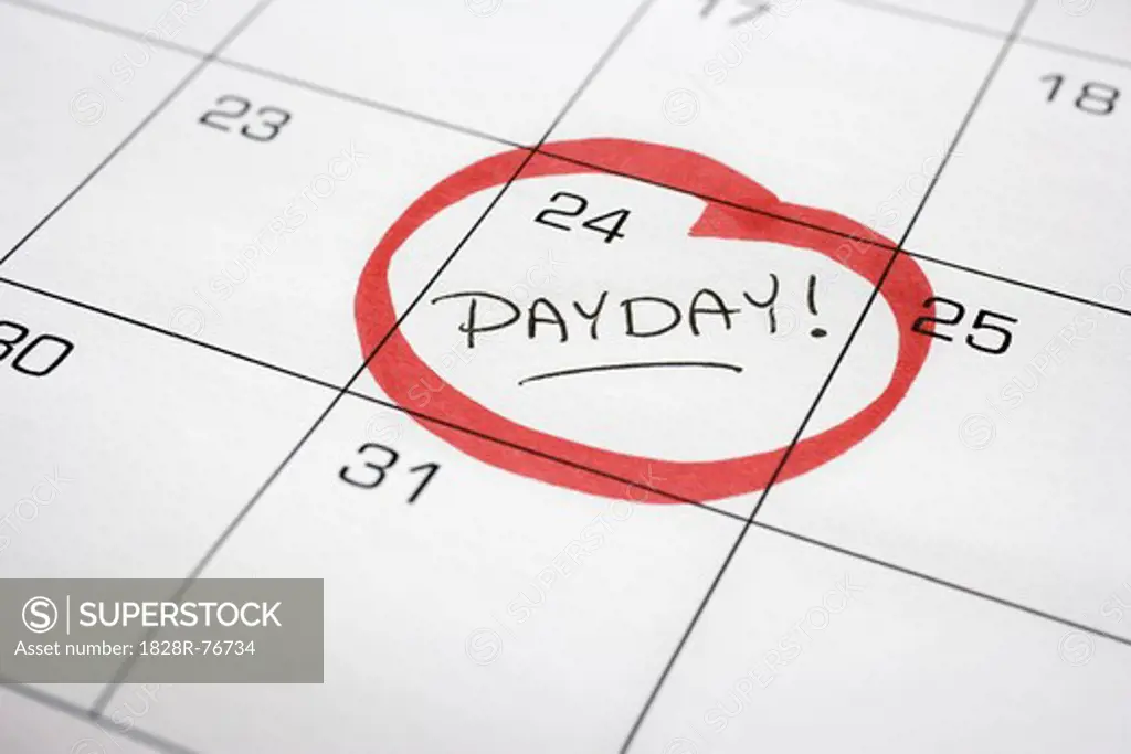 Calendar with Payday Circled