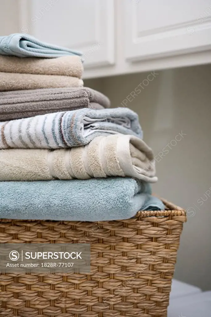 Basket with Folded Towels