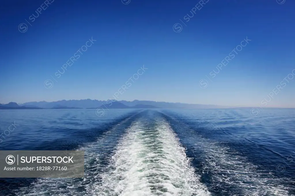 Boat Wake, Georgia Strait, Pacific Ocean, Vancouver Island, British Columbia, Canada