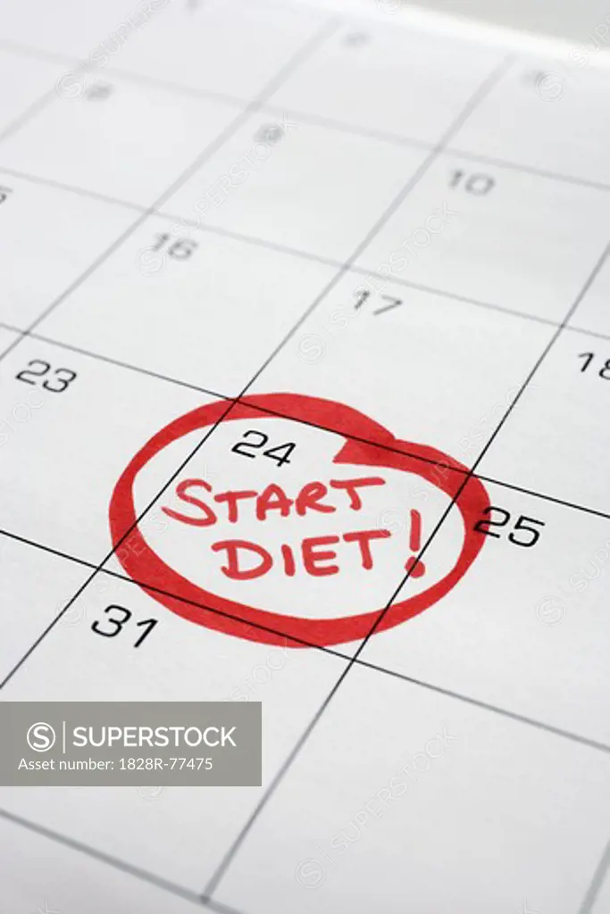 Calendar with Start Diet Circled