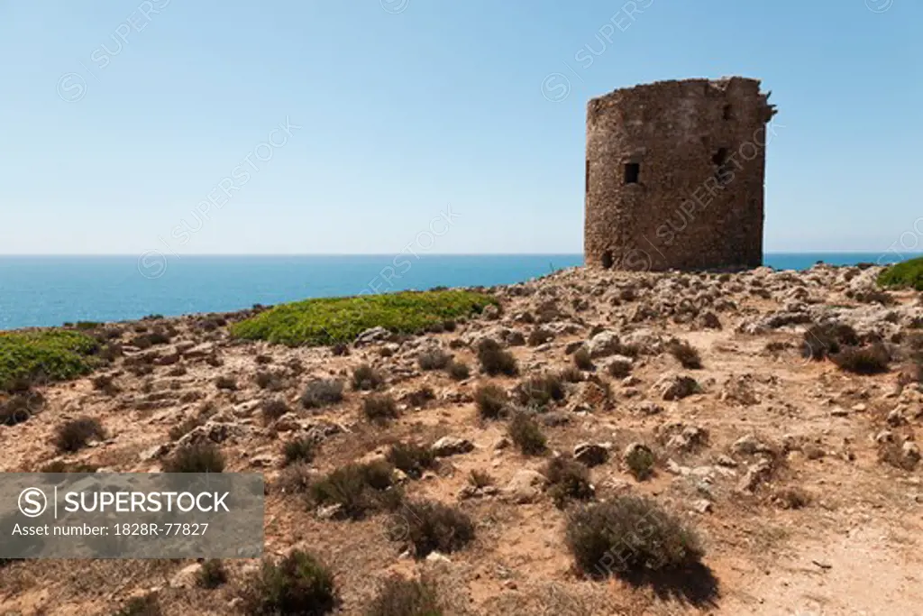 Ancient Tower, Cala Domestica, Iglesiente, Sulcis-Iglesiente, Sardinia, Italy
