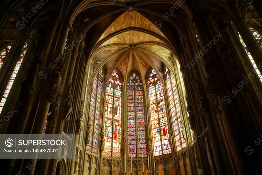 Interior of Basilica of St Nazaire and St Celse, Carcassonne, Aude, Languedoc-Roussillon, France