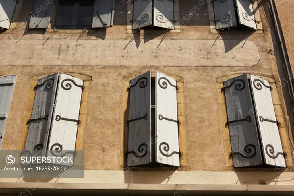 Window Shutters in Market, Carcassonne, Aude, Languedoc Roussillon, France