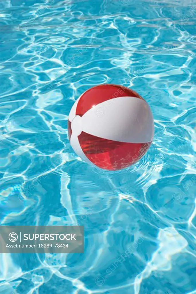 Beach Ball in Swimming Pool, Cannes, Alpes-Maritimes, Provence, Provence-Alpes-Cote d'Azur, France