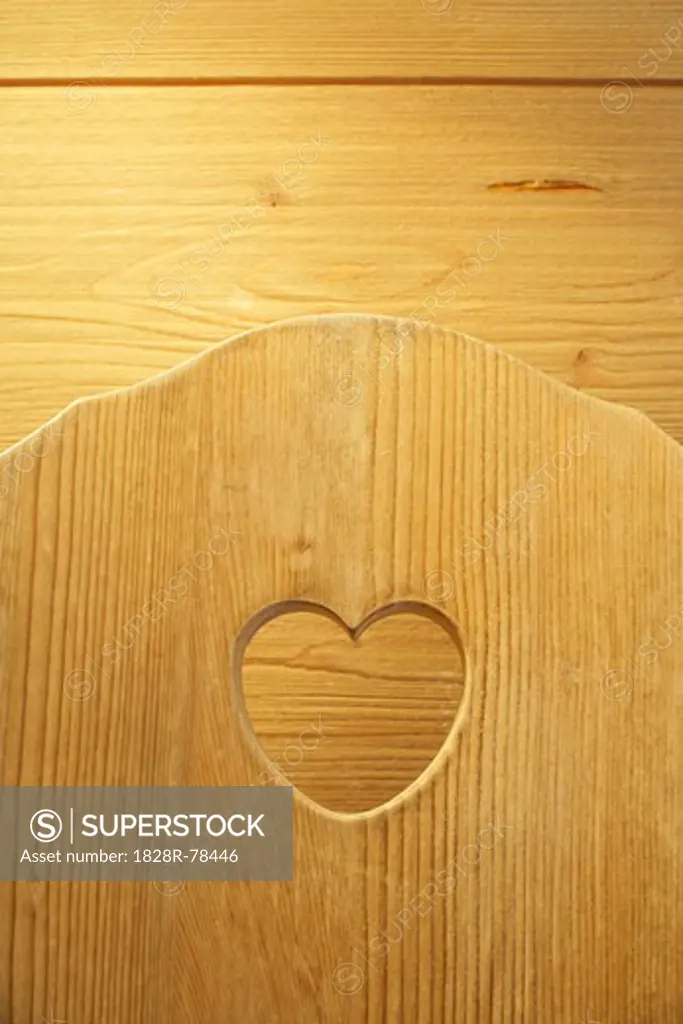 Close-up of Heart-Shaped Cut-out in Wood