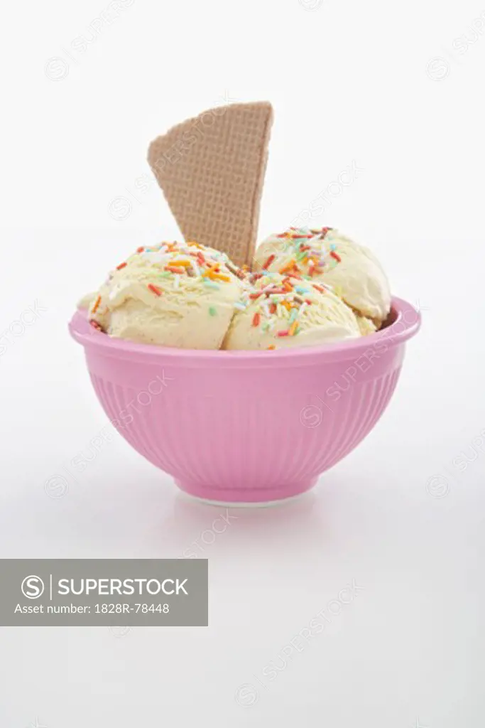 Bowl of Vanilla Ice Cream with Sprinkles