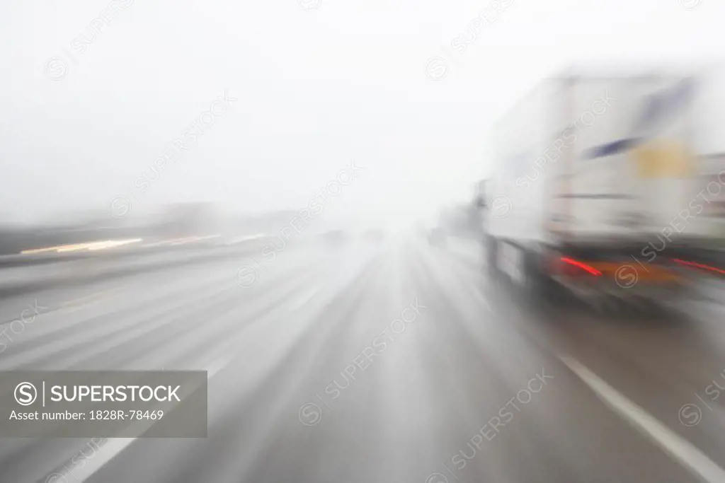 Blurred View of Traffic on Autobahn, Hannover, Lower Saxony, Germany