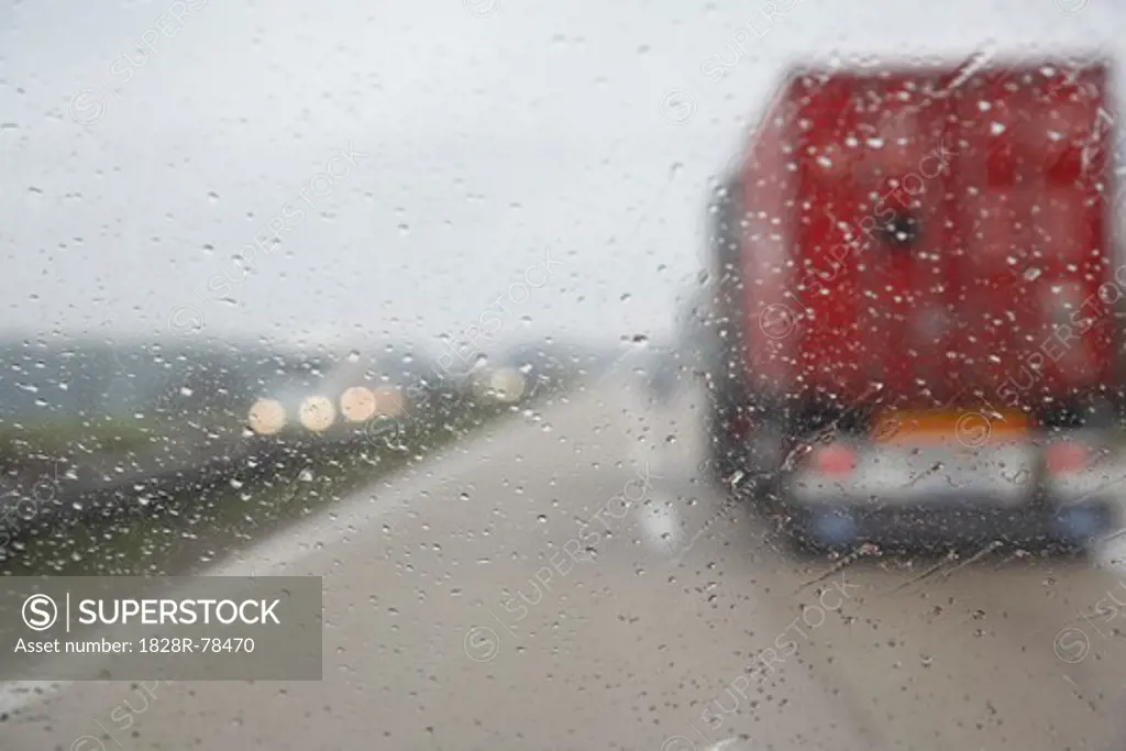 Blurred View of Traffic on Autobahn, Hannover, Lower Saxony, Germany