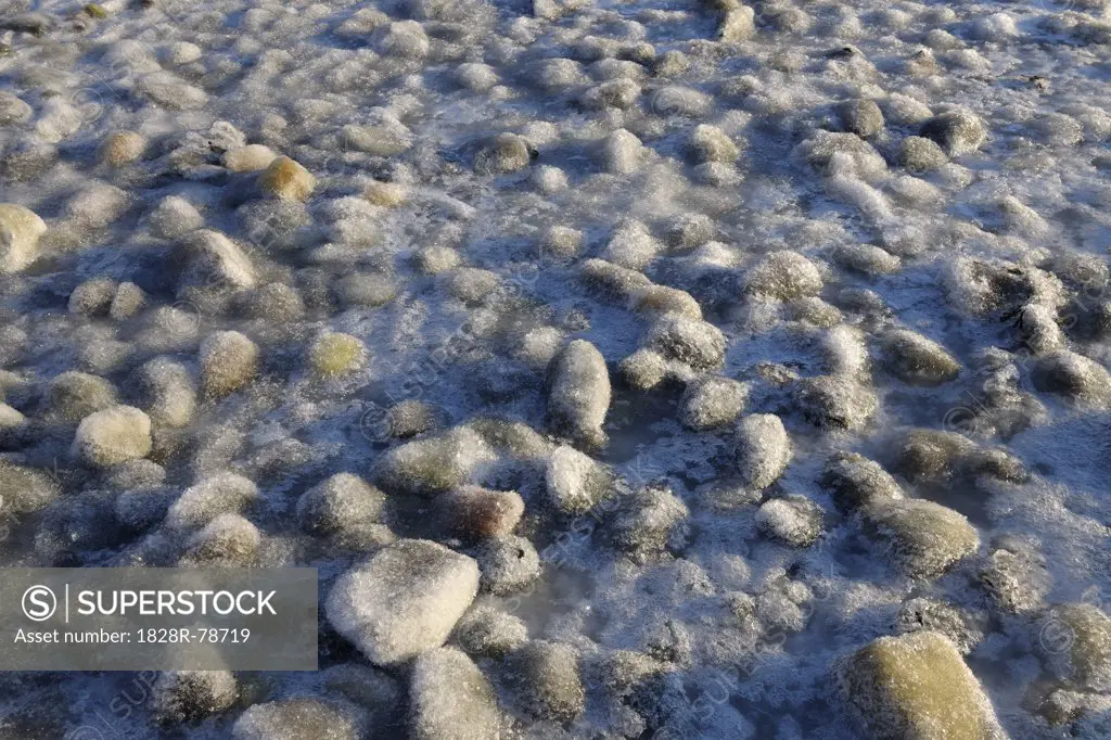 Pebbles Covered in Ice, Nordbotn, Tromso, Troms, Norway