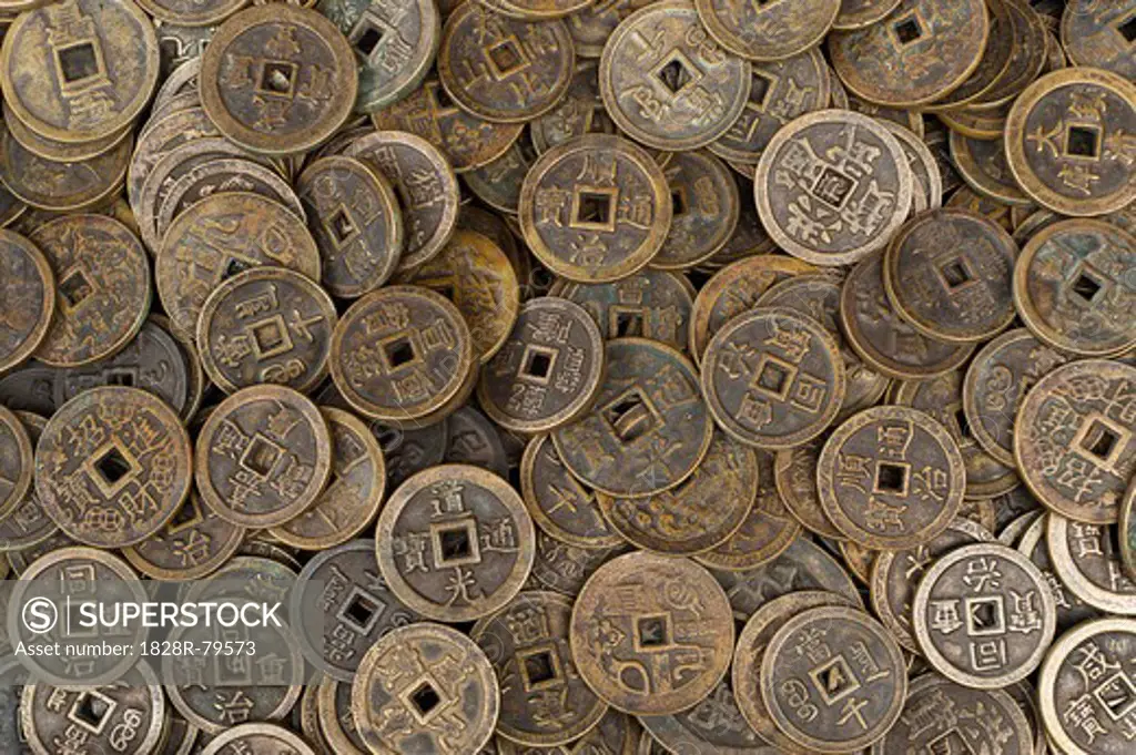 Old Coins, Panjiayuan Flea Market, Chaoyang District, Beijing, China