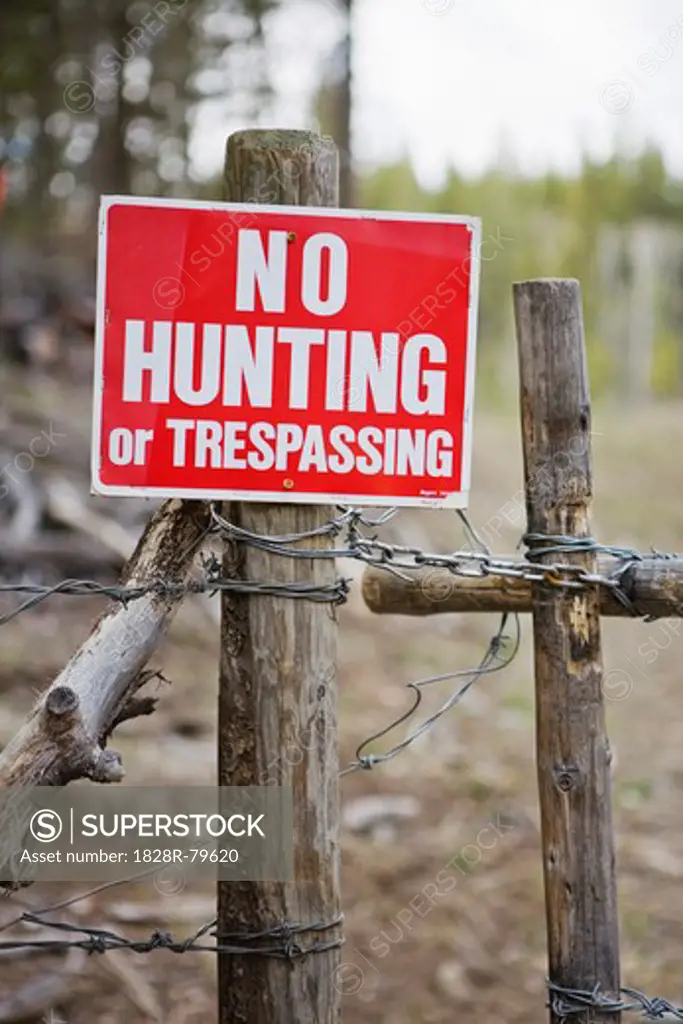 No Hunting or Trespassing Sign, British Columbia, Canada