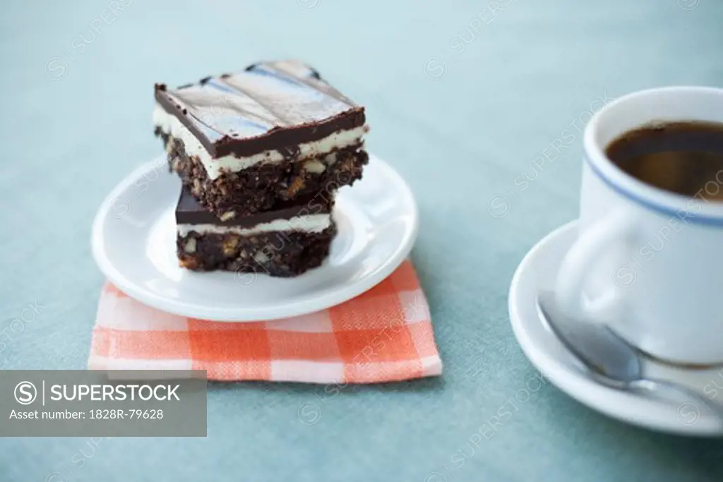 Gluten-free Nanaimo Bars and a Cup of Coffee, Vancouver, British Columbia, Canada