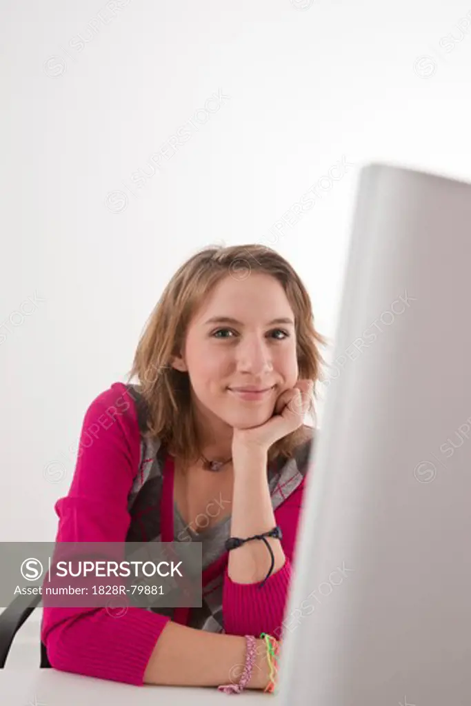 Teenager using Computer