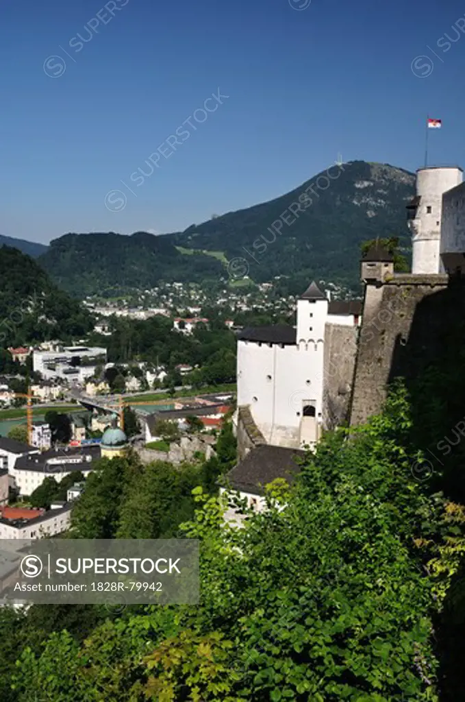 Old Town, View From Hohensalzburg Castle, Salzburg, Salzburger Land , Austria