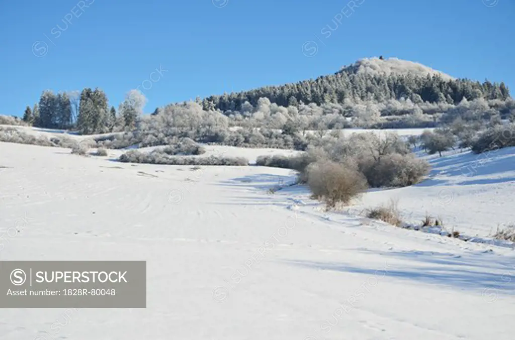 Lupfen in Winter, near Villingen-Schwenningen, Black Forest, Schwarzwald-Baar, Baden-Wurttemberg, Germany