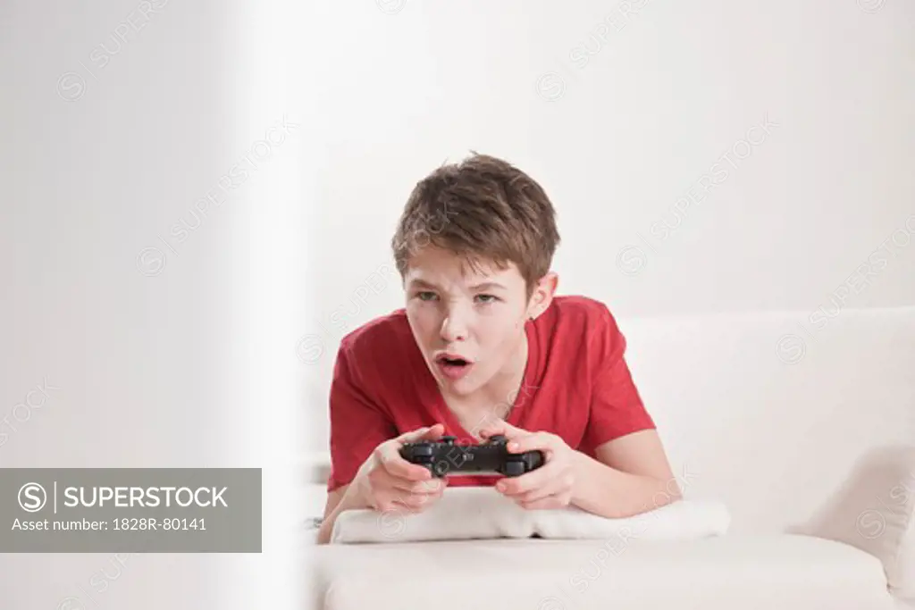 Teenage Boy Playing Video Games, Mannheim, Baden-Wurttemberg, Germany