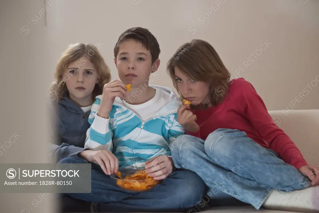 Teenagers Watching Television, Mannheim, Baden-Wurttemberg, Germany