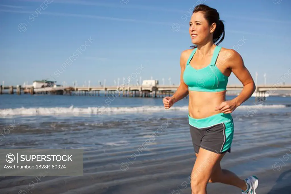 Woman Jogging, Long Beach, Los Angeles County, California, USA