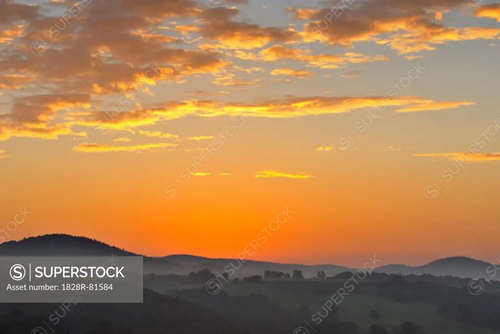 Sunrise, Wenighoesbach, Aschaffenburg, Franconia, Spessart, Bavaria, Germany