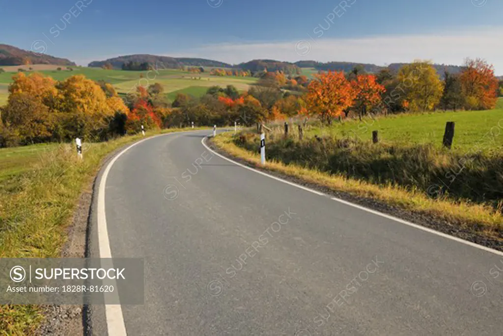 Single Track Road, Odenwald, Hesse, Germany