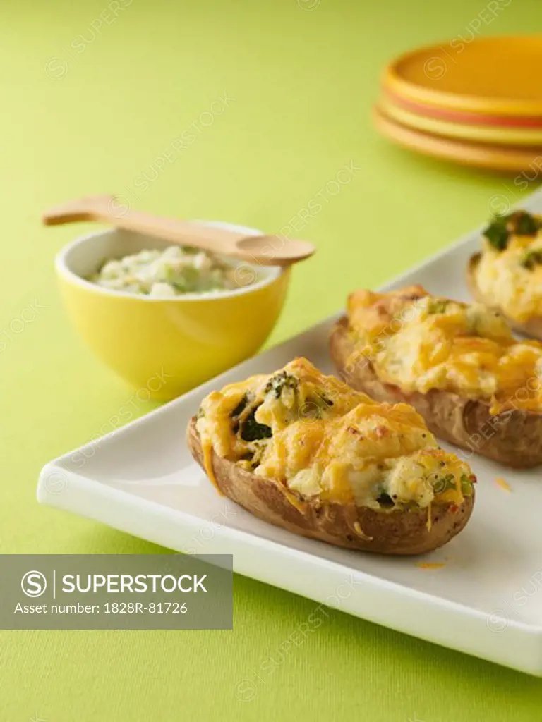Baked Potato with Broccoli and Bowl of Baby Food