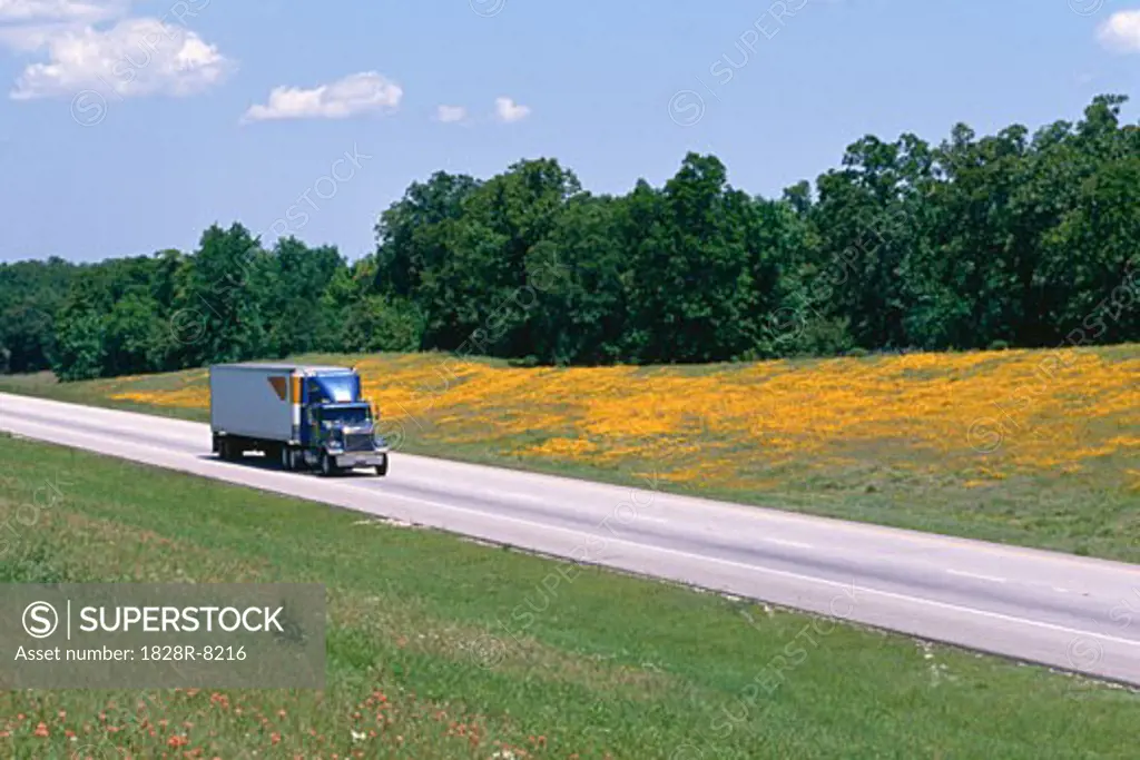 Transport Truck on Interstate 45, Texas, USA   