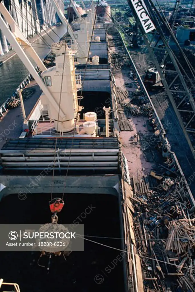 Loading Scrap Iron onto Ship, Duluth, Minnesota, USA   