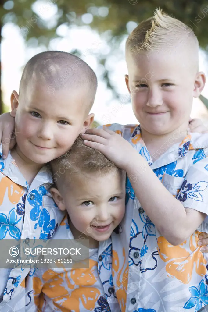 Three Boys in Hawaiian Shirts