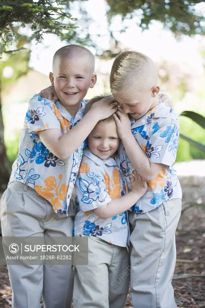 Three Boys in Hawaiian Shirts