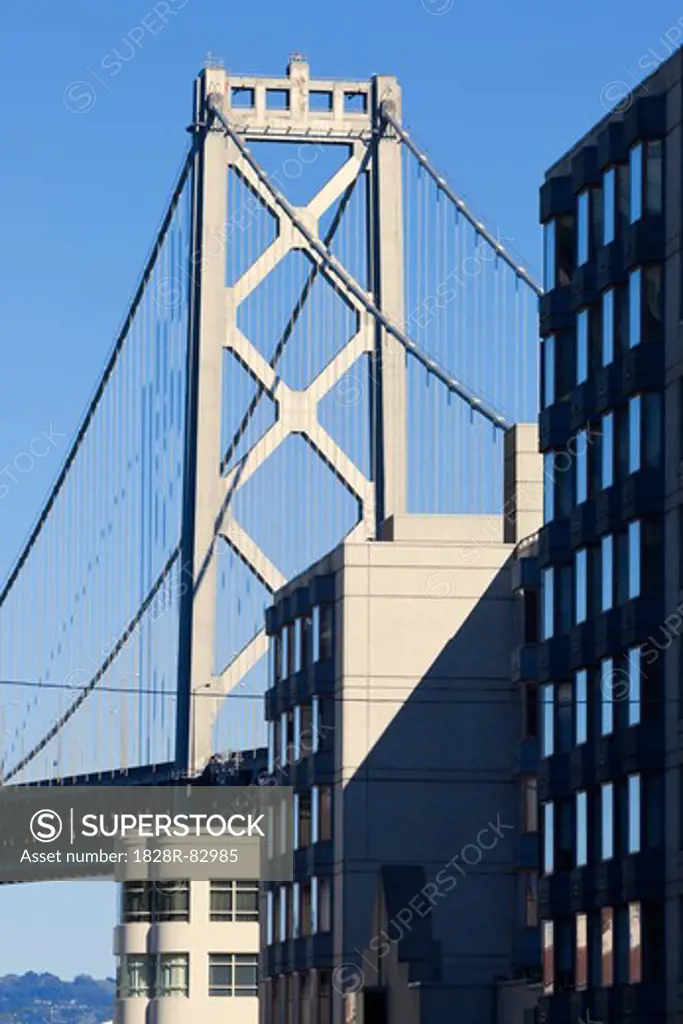 Bay Bridge and Buildings, San Francisco, California, USA