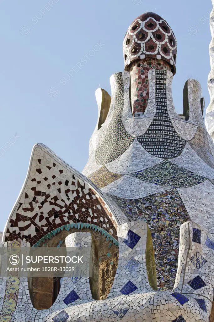 Gaudi Building, Parc Guell, Barcelona, Spain
