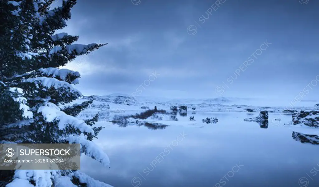 Myvatn Lake in Winter, Northern Iceland