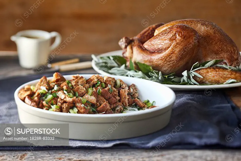 Turkey on Platter with Stuffing