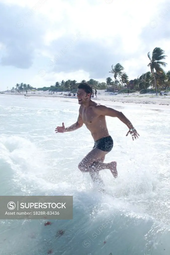 Man Swimming, Reef Playacar Resort and Spa Hotel, Playa del Carmen, Quintana Roo, Yucatan Peninsula, Mexico