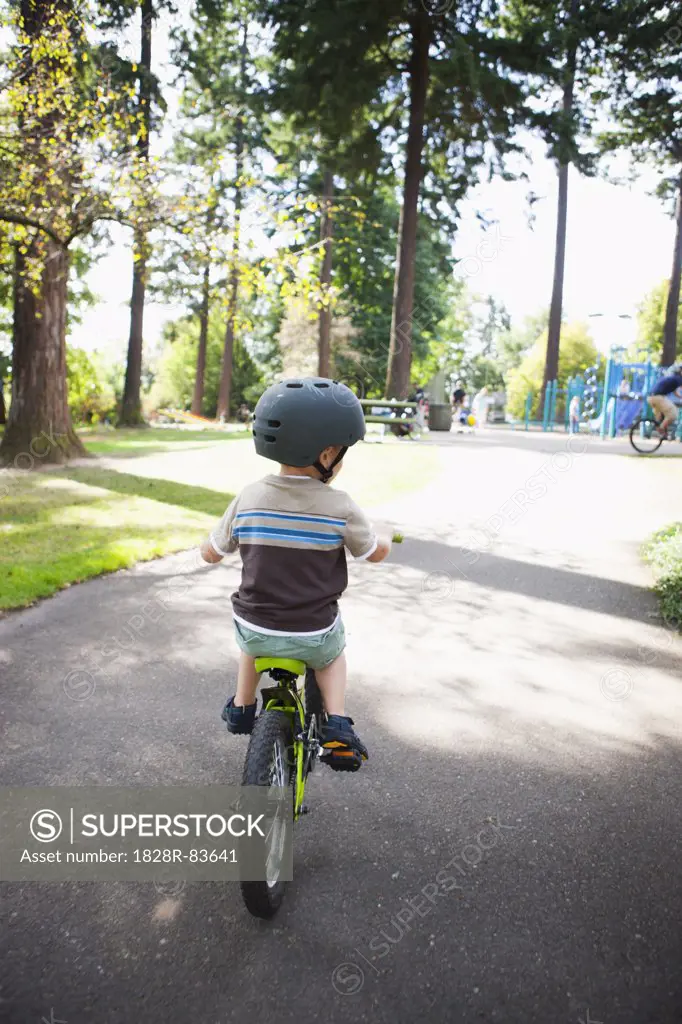 Boy Riding Bicycle, Washington Park, Portland, Oregon, USA