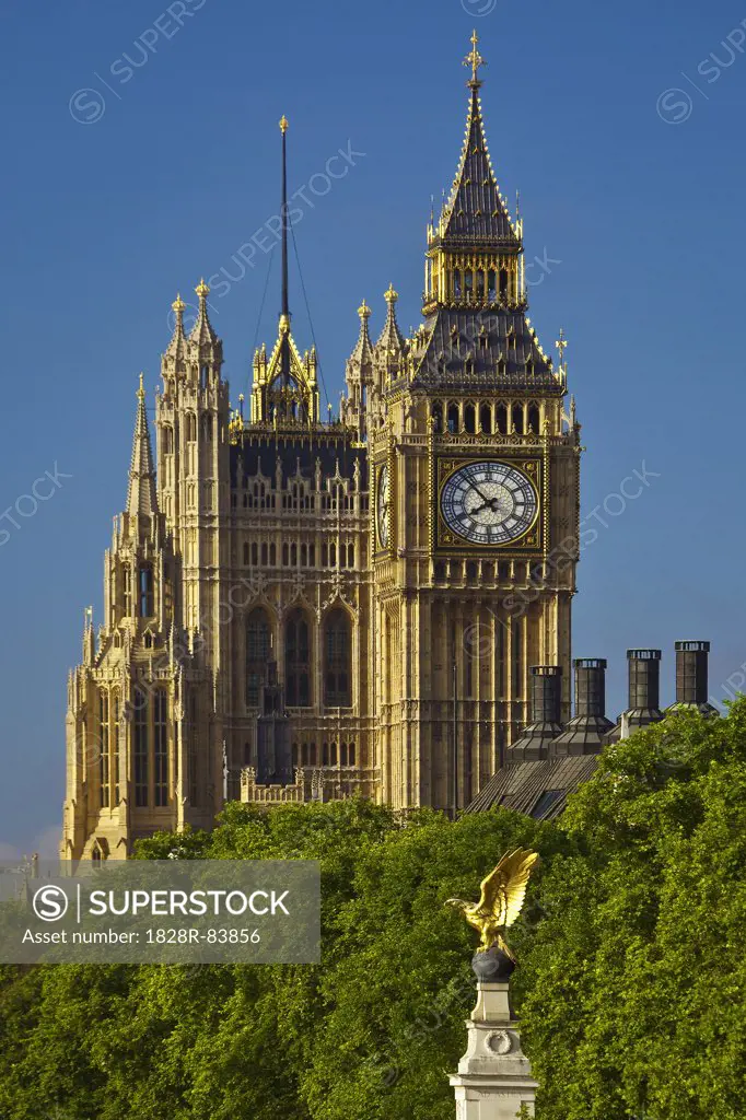 Big Ben and Royal Air Force Memorial, Westminster, London, England, United Kingdom