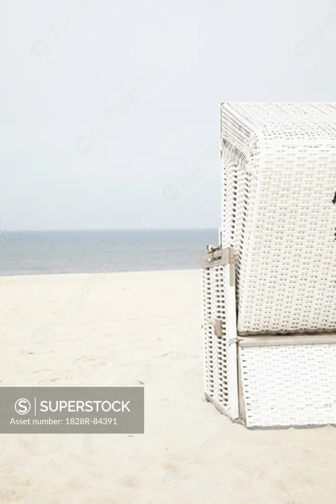 Chair on Beach, Westerland, Sylt, North Sea, Schleswig-Holstein, Germany