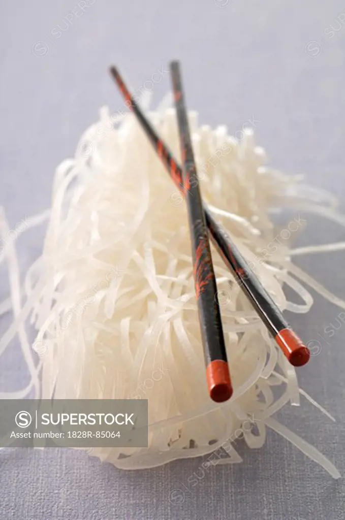 Dry Rice Noodles and Chopsticks