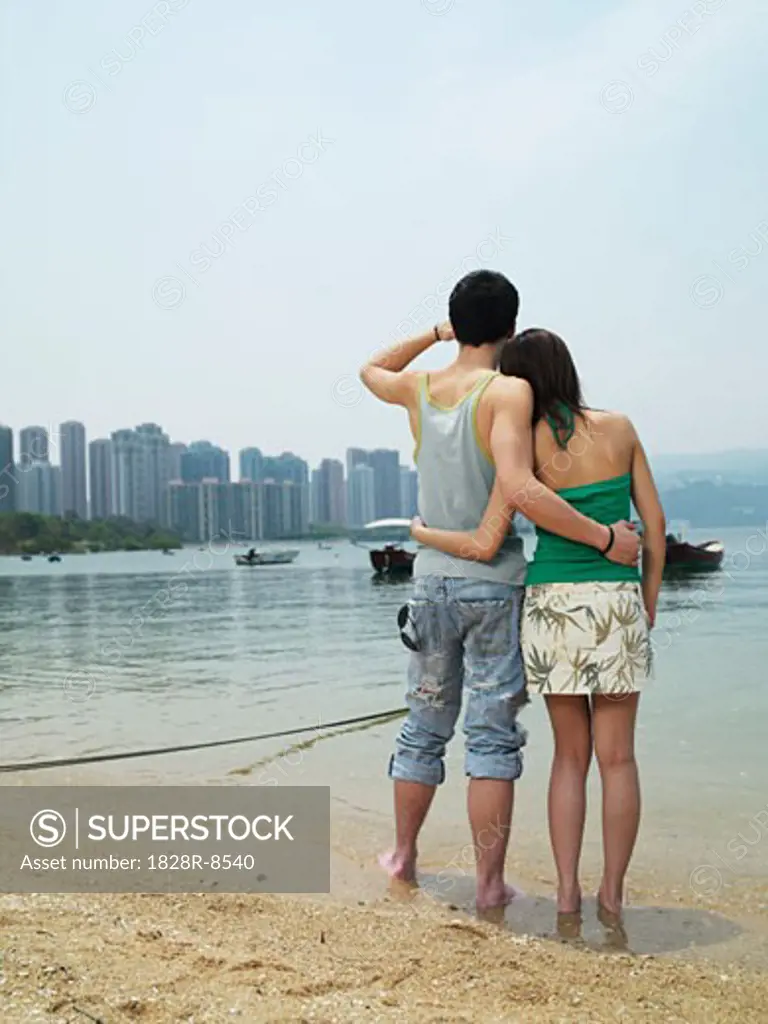 Couple Looking at Skyline   
